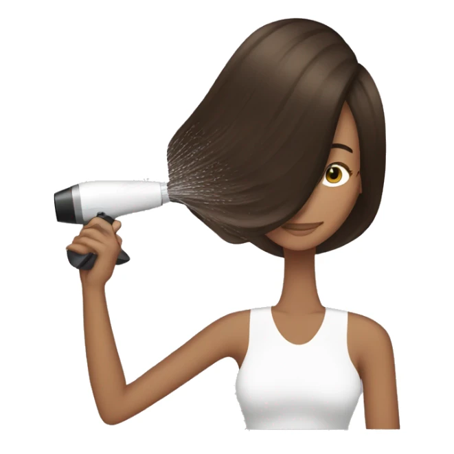 Brunette girl blow drying hair sticker