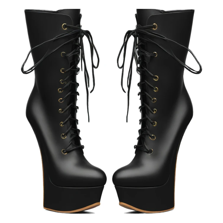 Black tall High heel boot lace up leather tall sticker