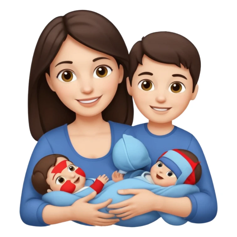 Beautiful Brunette Mother holding a baby and two young sons sticker