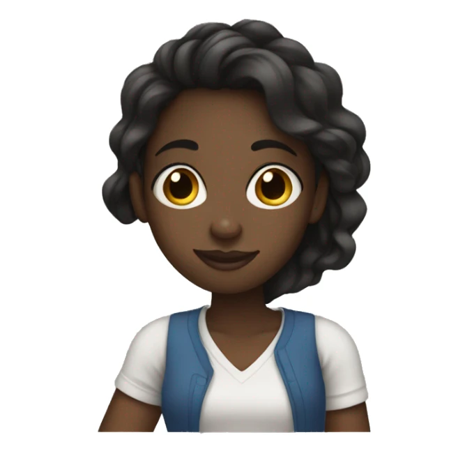 Black girl with long hair drinking sticker