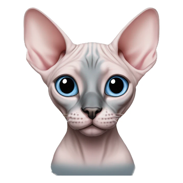 Pink grey canadian sphynx cat with blue eyes and black nose  sticker