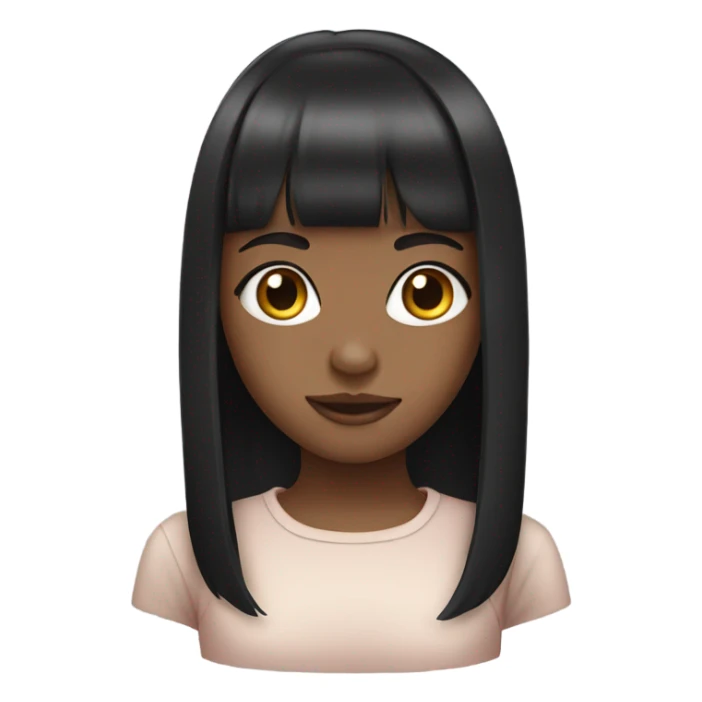 young girl, black haircut with bangs, fair skin sticker