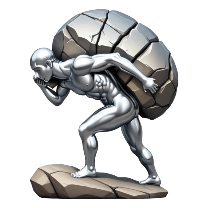 sorayama Sisyphus carrying big boulder on his back sculpture sticker