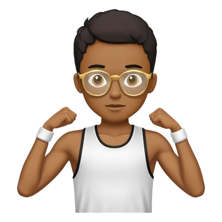 skinny black boy in gym outf with gold glasses sticker