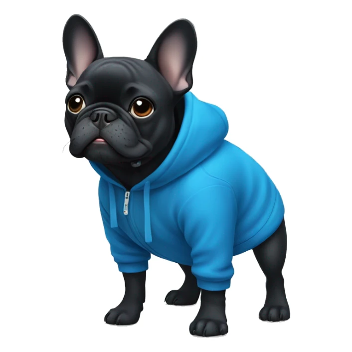 Black French bulldog in a blue hoodie  sticker