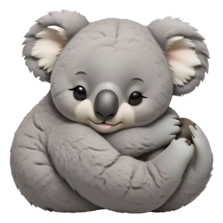 Meme-Worthy Cute Sleeping Koala Portrait Emoji, Head resting peacefully with a contented smile, showcasing a cuddly build and a luxuriously soft grey fur, eyes shut in a serene, restful snooze, Simplified yet hilariously adorable features, highly detailed, glowing with a soft, drowsy light, high shine, relaxed and utterly lovable, stylized with an air of playful laziness, bright and heartwarming, soft glowing outline, capturing the essence of a comically sleepy koala, so meme‐worthy it feels like it could instantly become the next viral sensation of adorable slumber! sticker