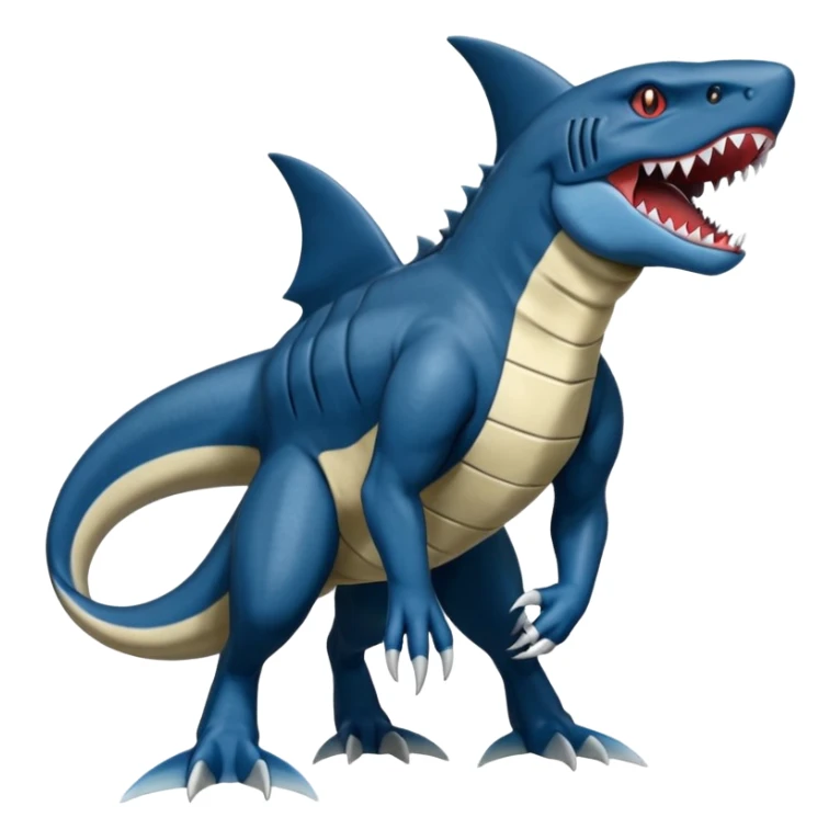 dark-deep-denim-steel-cobalt-blue 4-legged digitigrade land-shark-landhai-vernid-sharpedo-Draco-Salamence-Salandit-Litten-houndoom-hybrid-fusion-creature, full body sticker