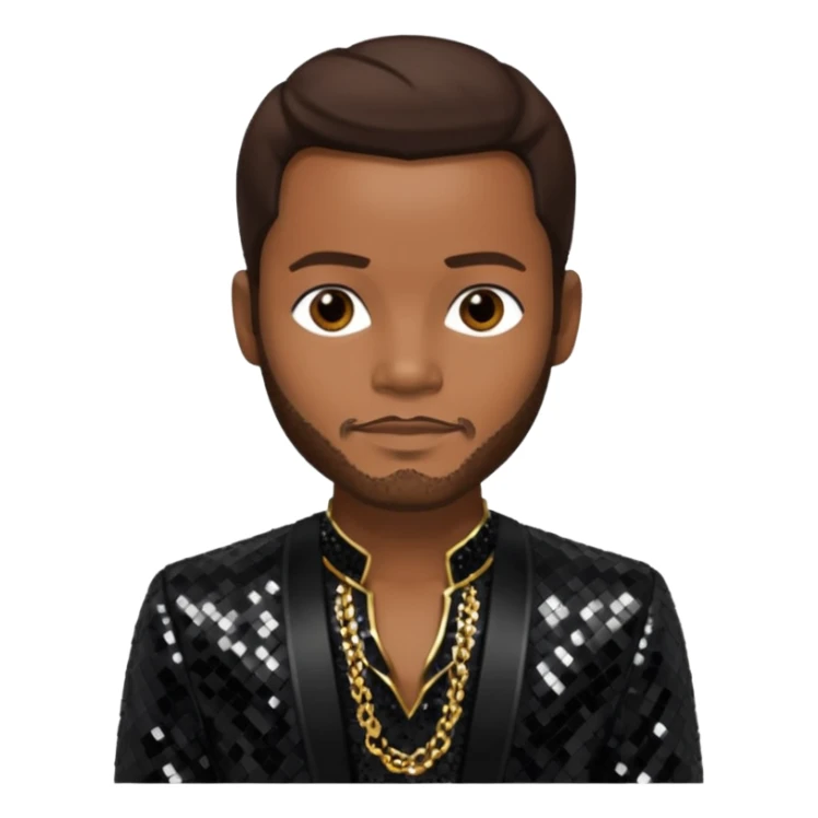 Jaheim with dark brown hair, black sequin outfit  sticker