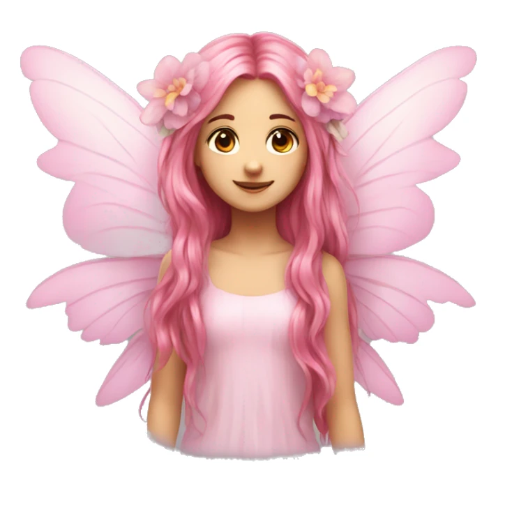 wings, flower fairy, pink, long hair sticker