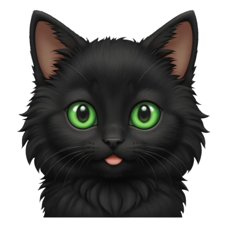 A photo-realistic digital illustration of an adorable black kitten sticker