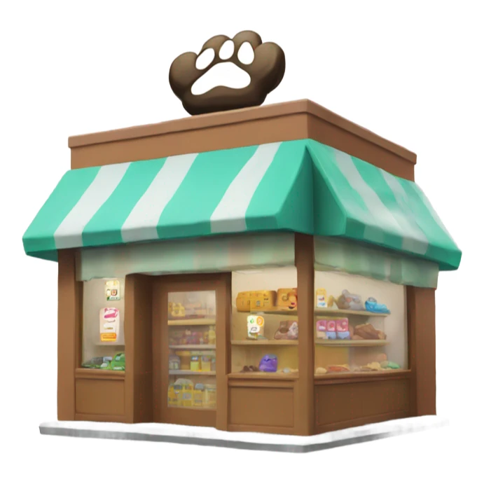 a paw store with a paw sign on top from half side view  sticker