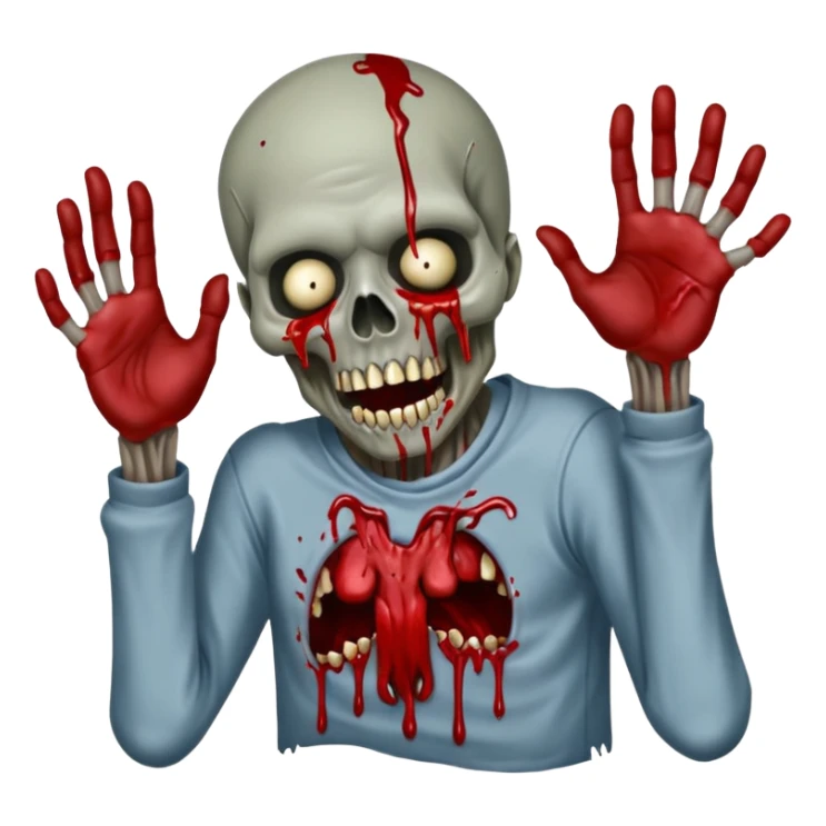 Alaskan Zombies 🧟‍♂️ reaching out, attacking and biting. Covered in blood and rotting flesh, in the style of your bleeding skull art. sticker