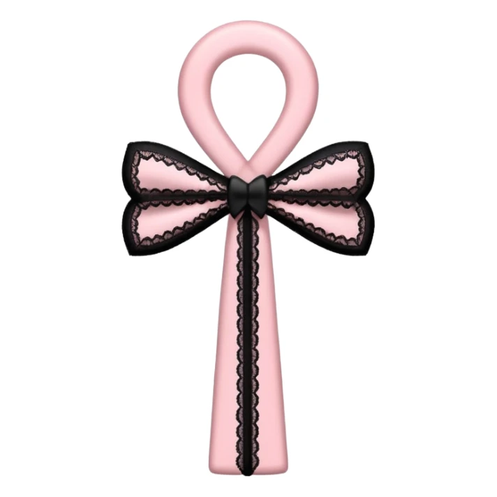 pastle pink ankh with black lace and bows sticker