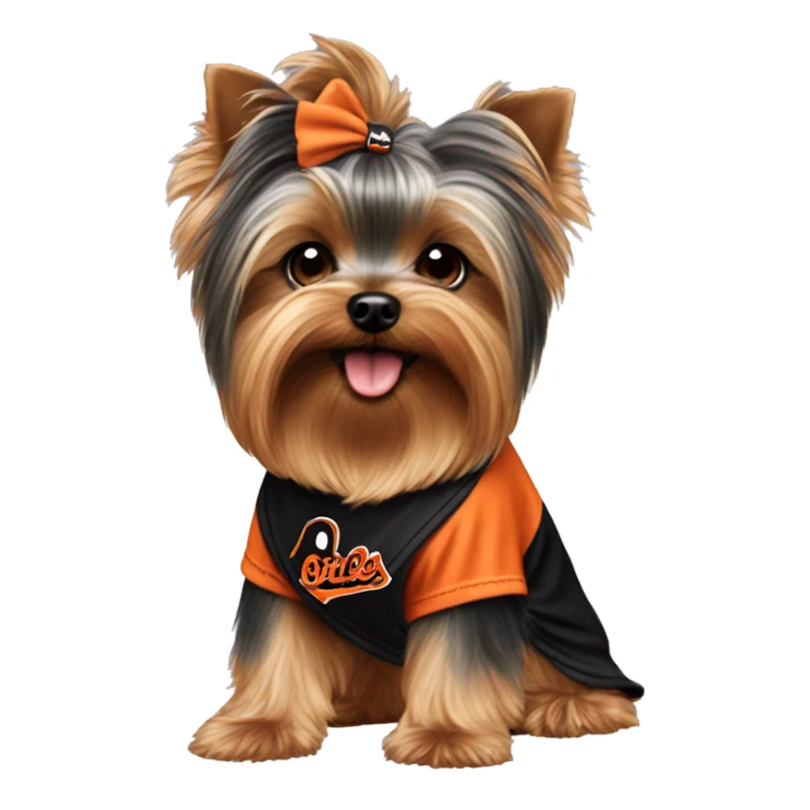 yorkie wearing a baltimore orioles bandana sticker