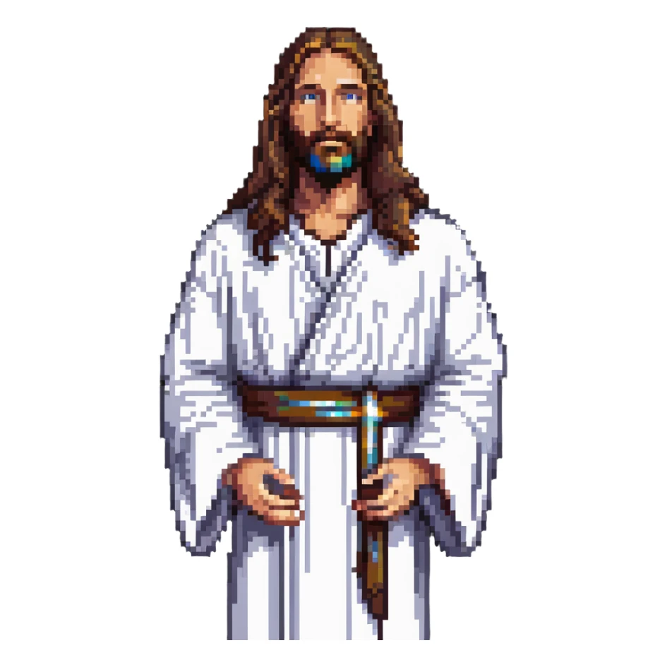 Jesus Christ with long hair and beard in robes sticker