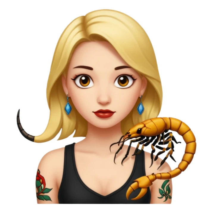 Girl with tattoo, Scorpion zodiac sign. sticker