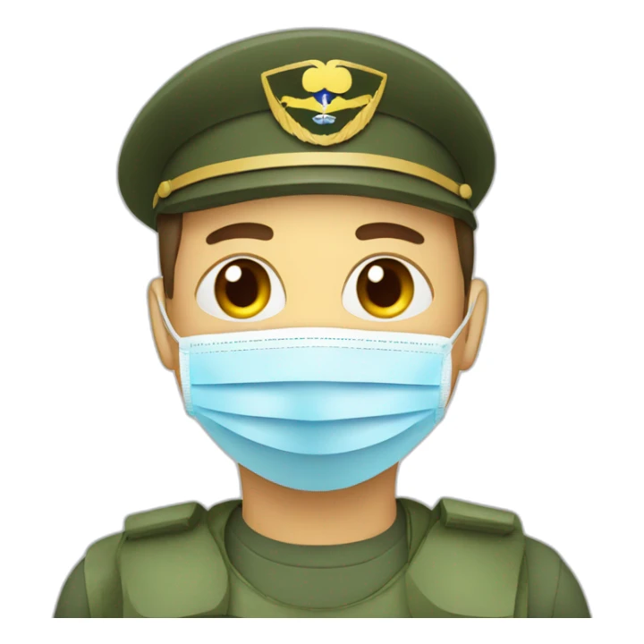 a military face in a Medical masks sticker