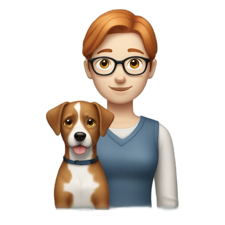 Pale redhead blue eyes short hair glasses dog sticker