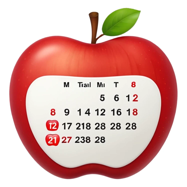calendar with number 28, white page and red top, apple style emoji sticker
