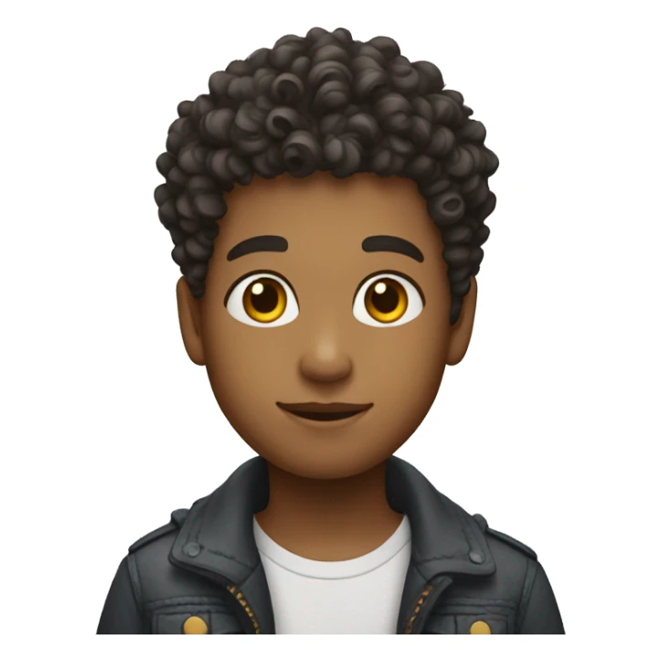 a boy with a curly hair with a taper fade sticker