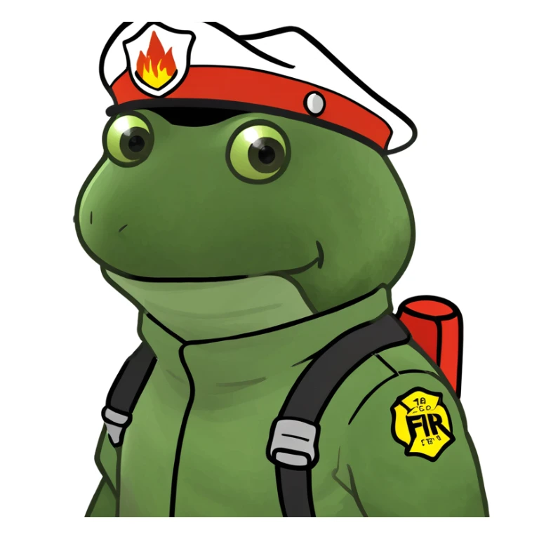 bufo in a fir fighter suit sticker
