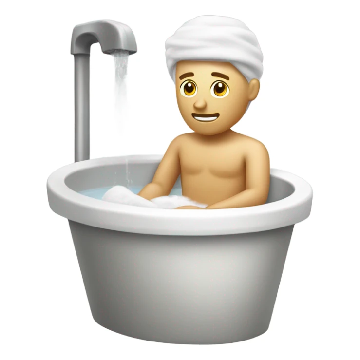 white man bathing with washcloth and small soapy bucket sticker