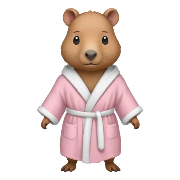 baby capybara in light pink robe full body sticker