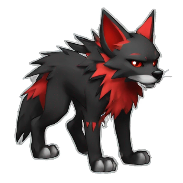 Cool edgy black red punk wolf-cat-Fakemon sticker