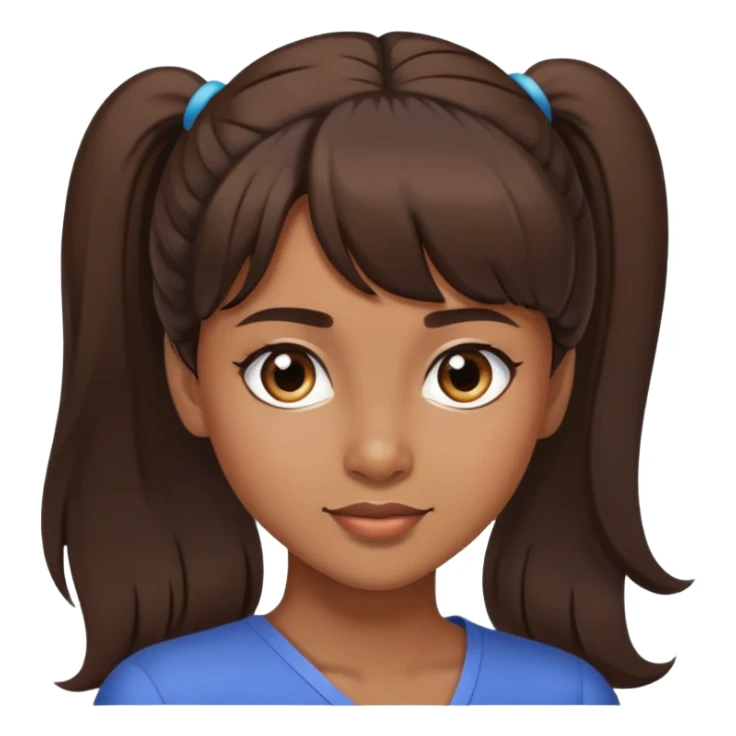 Brown skin brunette woman side ponytail with bangs sticker