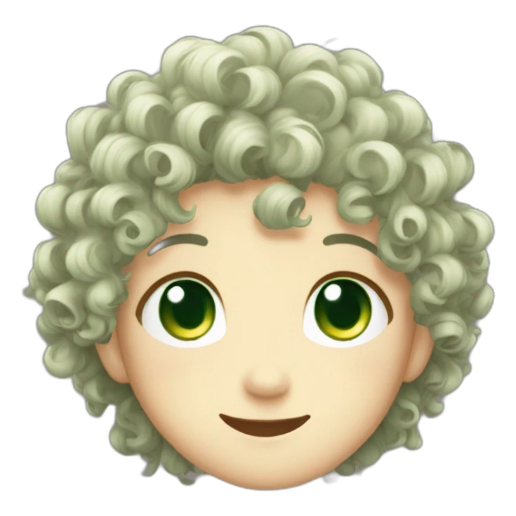 anime curly hair green eyes giggle sticker
