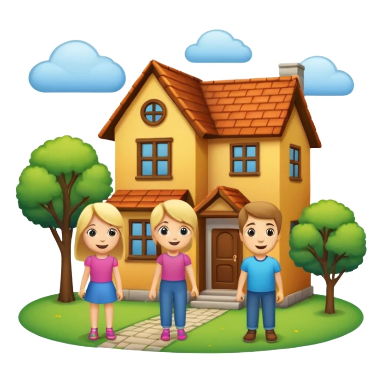 House with two peoples and two kids  sticker