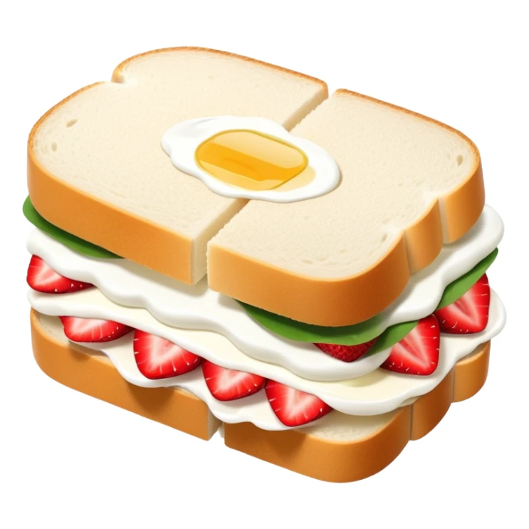Japanese strawberry sandwich with fluffy white bread and fresh cream, neatly sliced to show cross section sticker