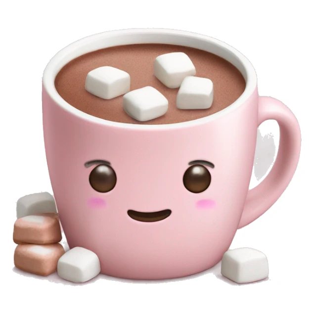 Light Pink mug of hot chocolate with marshmallows  sticker
