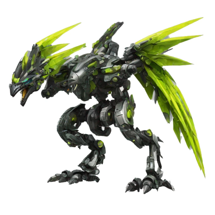 futuristic spiky raptor-dragon-Bionicle-mecha full body sticker