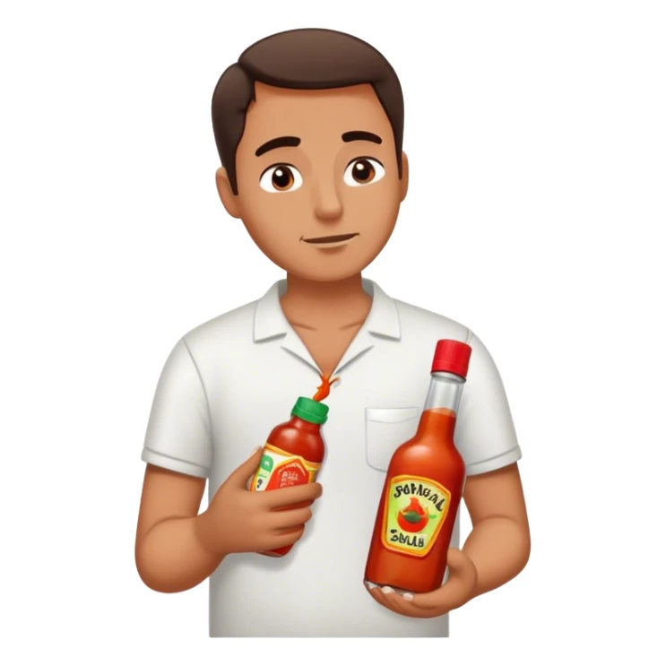 guy eyes closed holding hot sauce and salt sticker