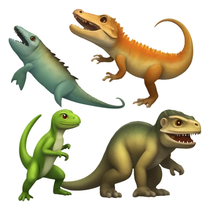 Evolution to fish to Onchopristis to lizard to dimetrodon to dinosaur to monkey to human sticker