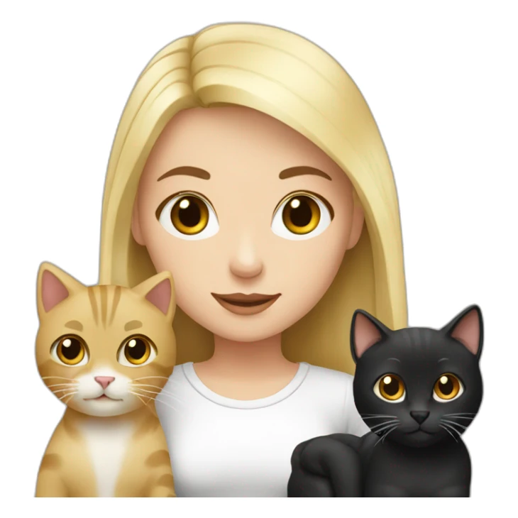 Blond white girl with 2 cats  one brown and one black sticker