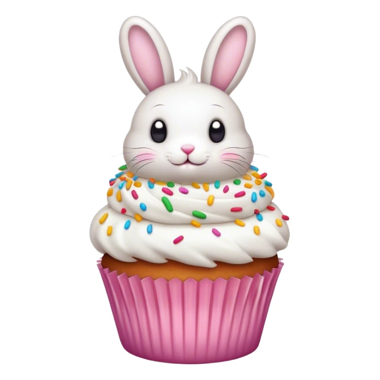 Cupcake with sprinkles and fluffy bunnies sticker