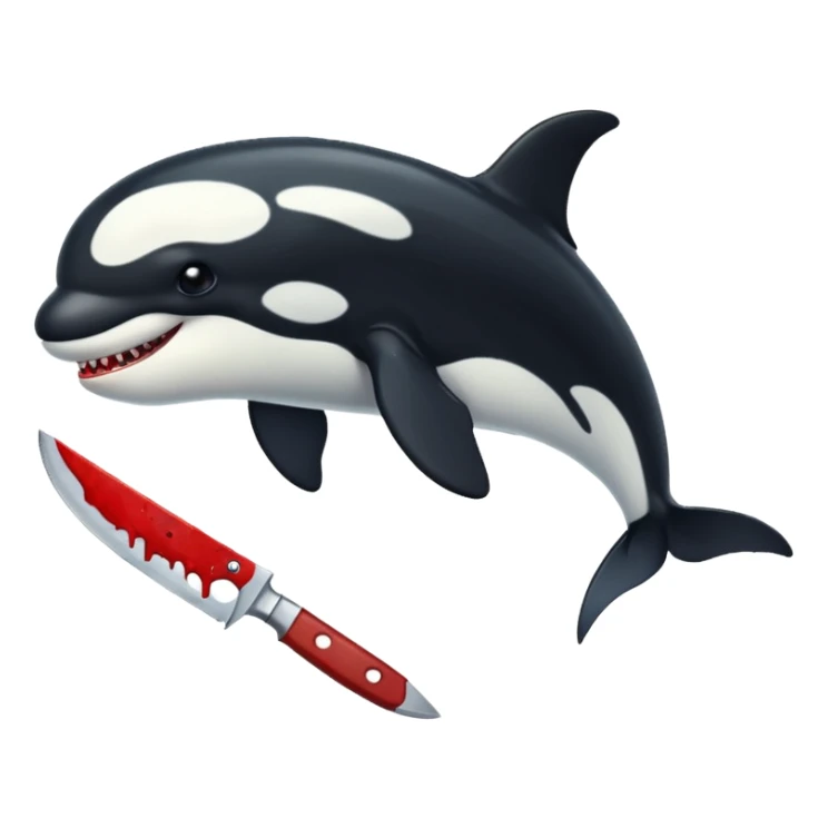 orca holding a bloody knife sticker