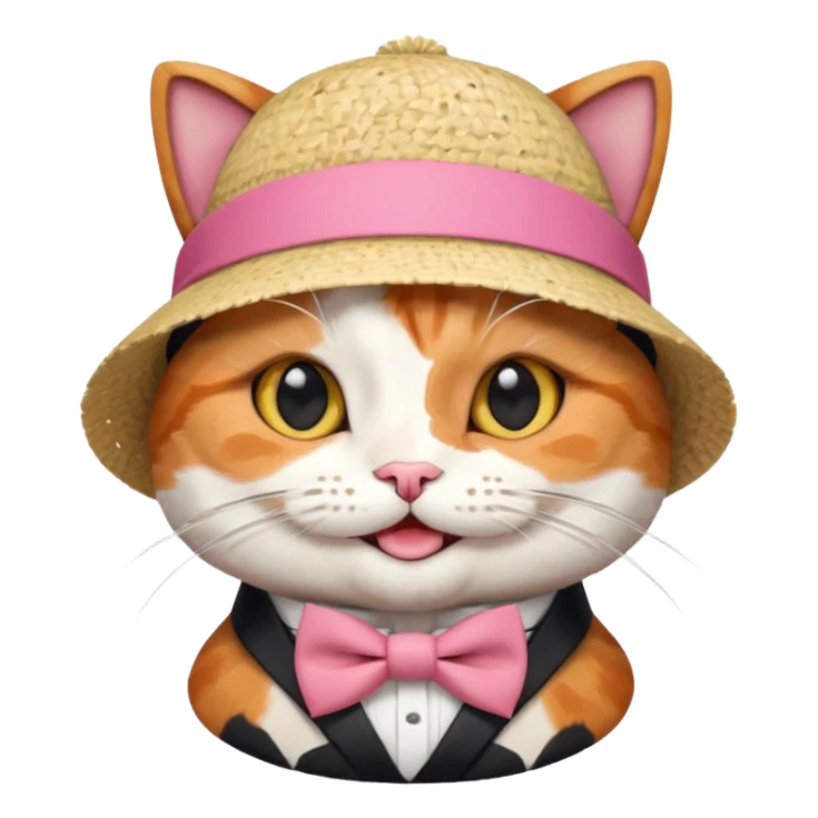 happy cat wearing a hat made out of sushi sticker