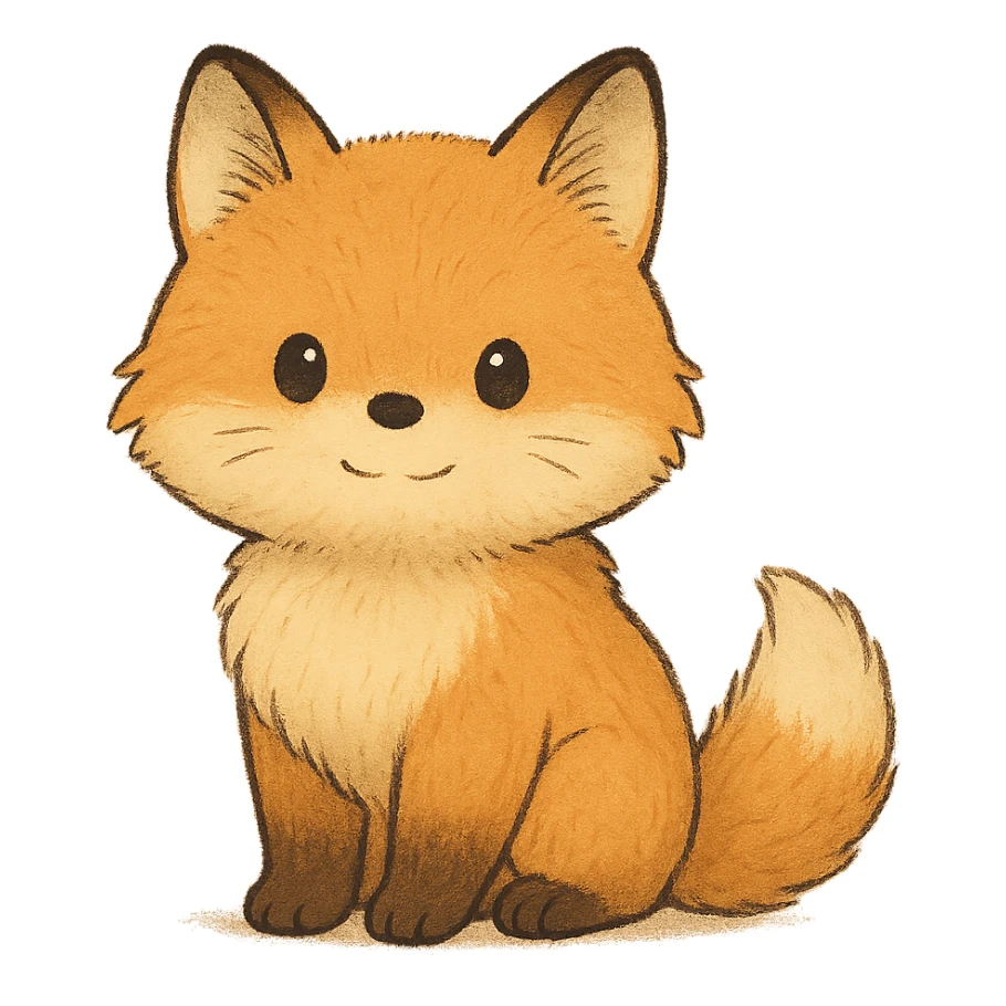A cute, fluffy fox with a round head in the style of Studio Ghibli. sticker