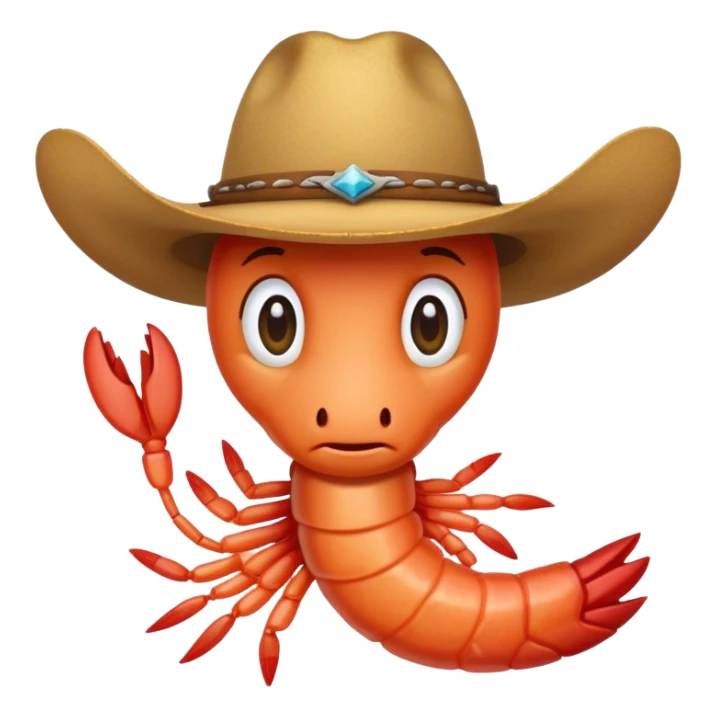 Realistic Shrimp wearing a cowboy hat sticker
