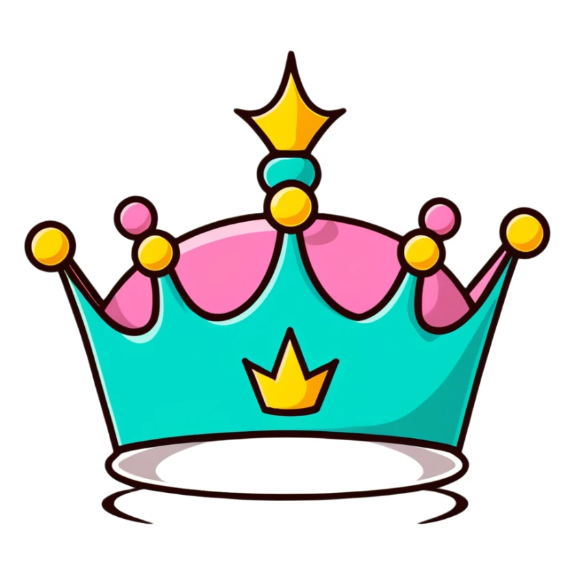 cartoony crown, playful and simple, less realistic sticker