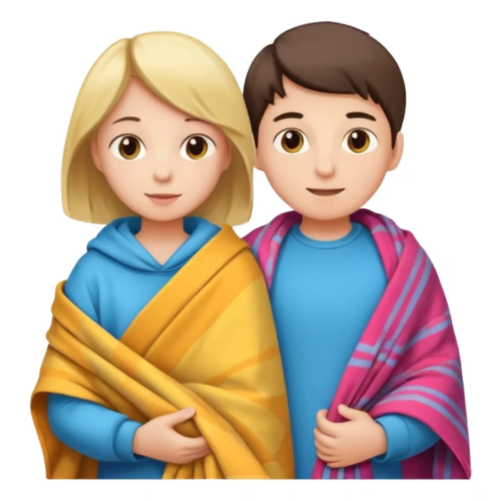 Boy and girl carrying blanket for sell sticker
