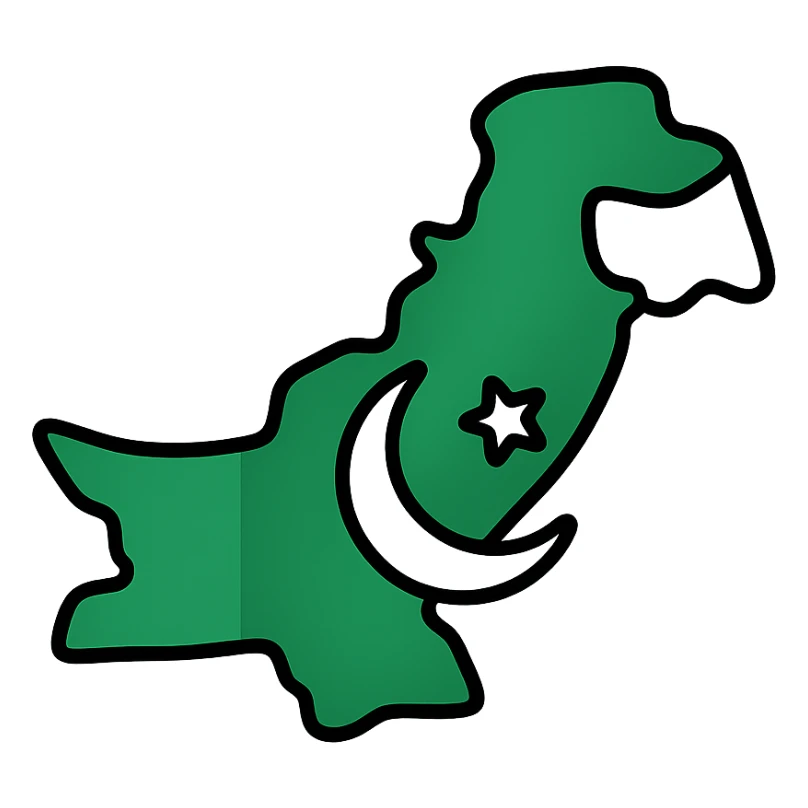 color outline icon of Pakistan map with flag colors sticker