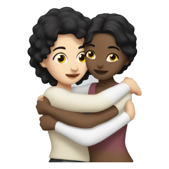 Lesbians with black hair and white skin hugging passionately sticker