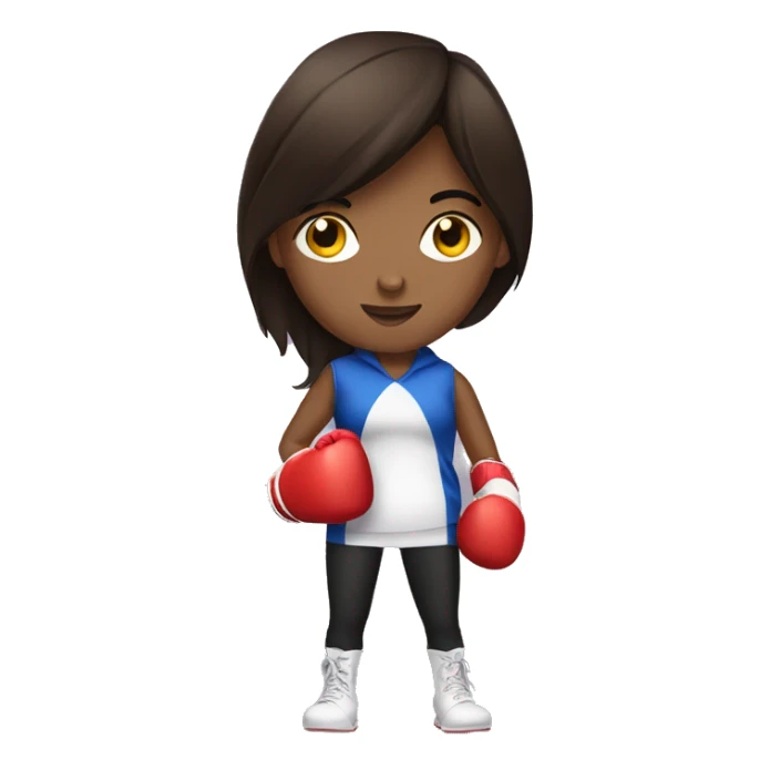 Brunette girl wearing boxing gloves sticker