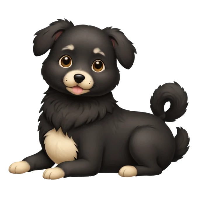 pregnant black dog holding its belly sticker