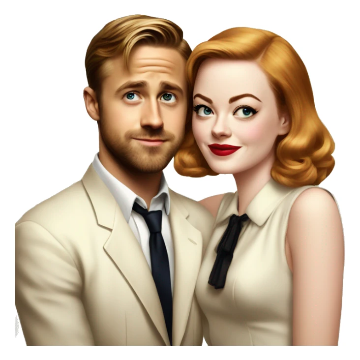 Ryan gosling and Emma stone 1940s party sticker