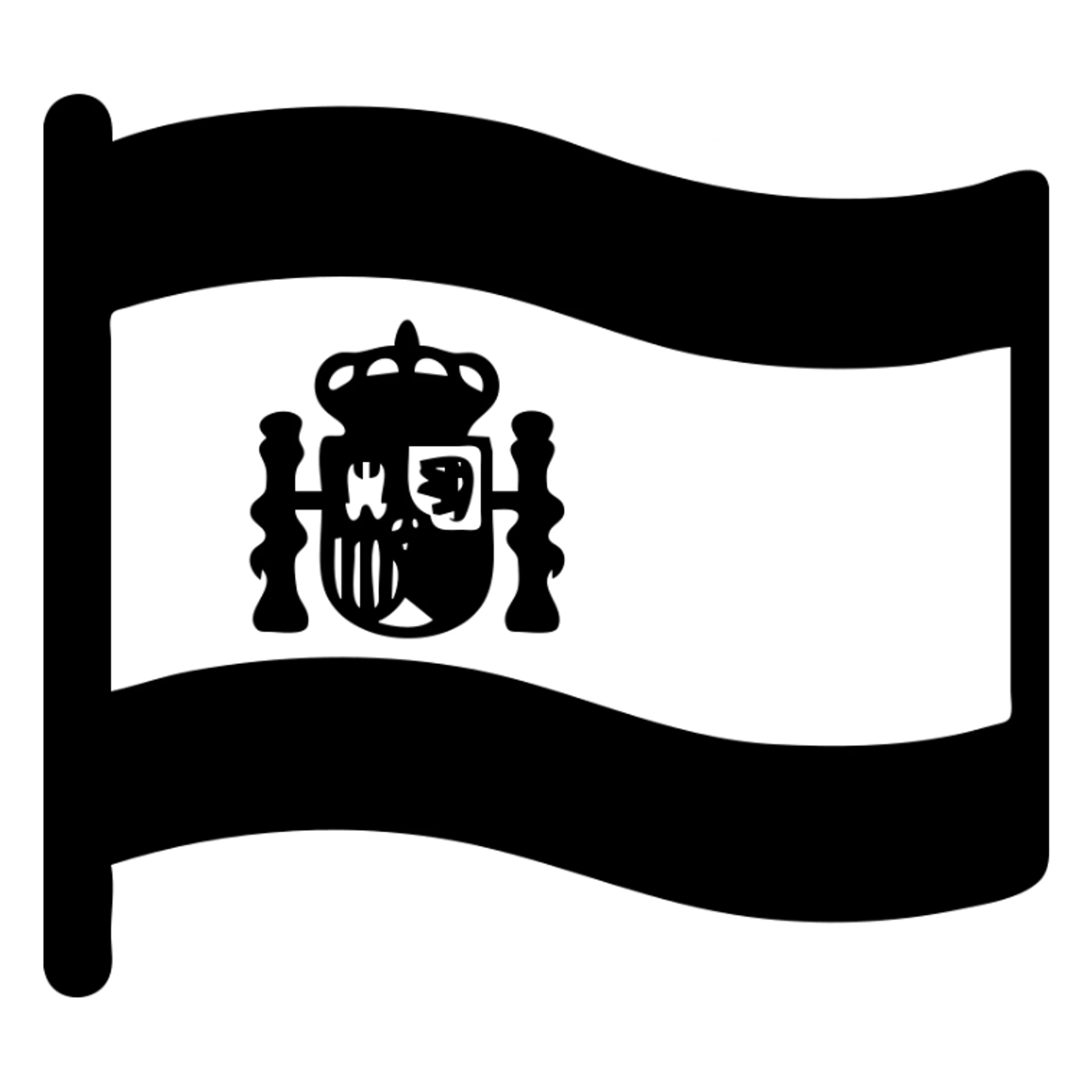 Spanish flag with red and yellow horizontal stripes and coat of arms sticker